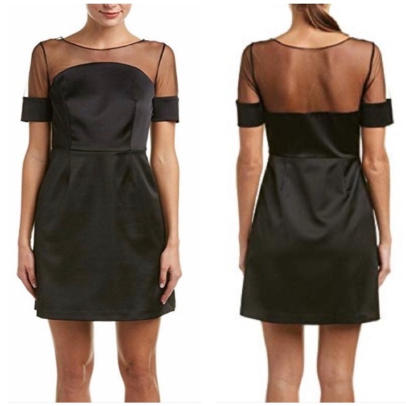 Bailey 44 Golden Feverfew Black Satin Dress Small - Picture 1 of 5